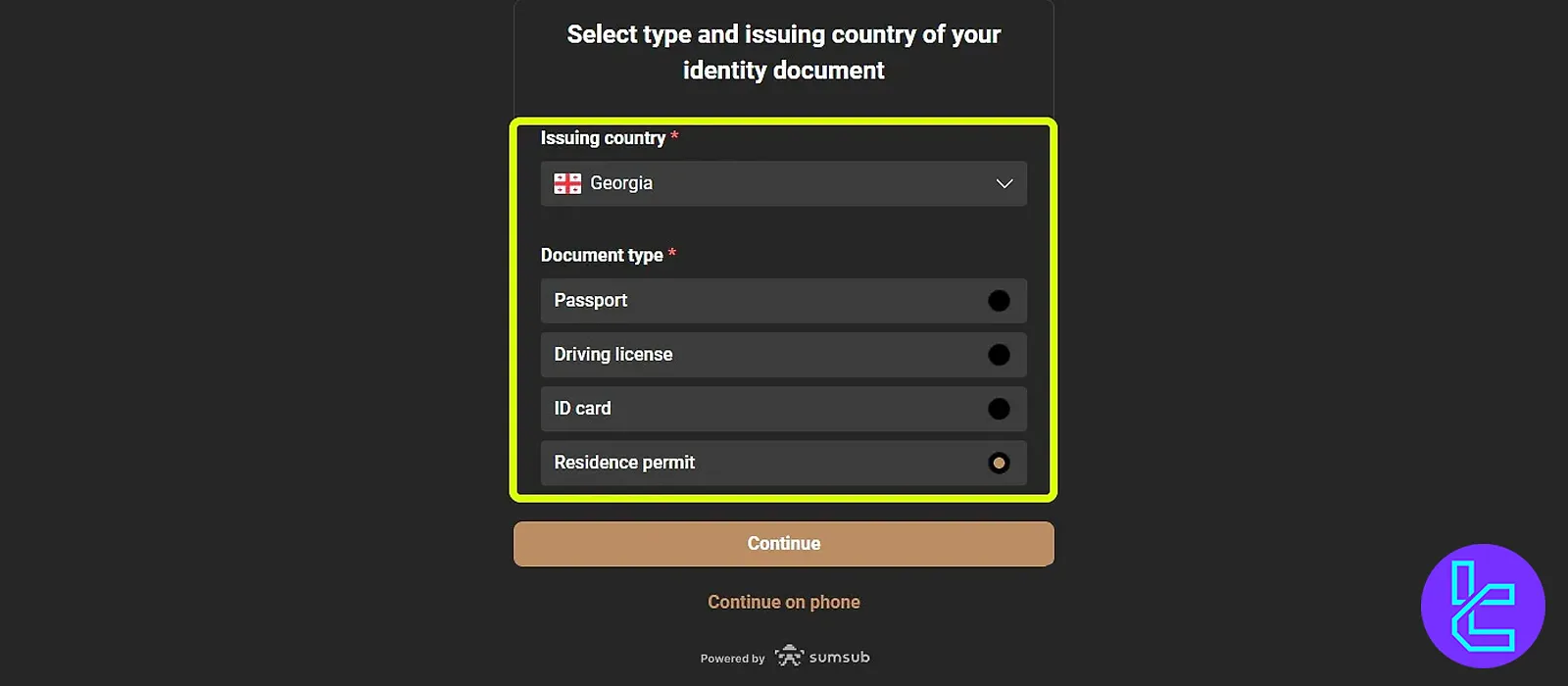 Choose ID document for Capital.com verification