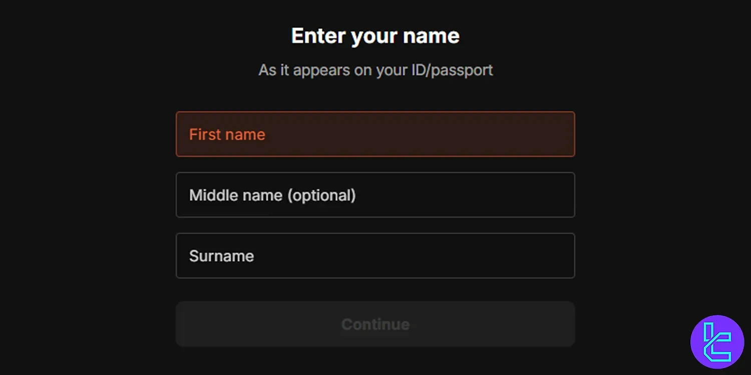 Enter personal name details for Capital.com account