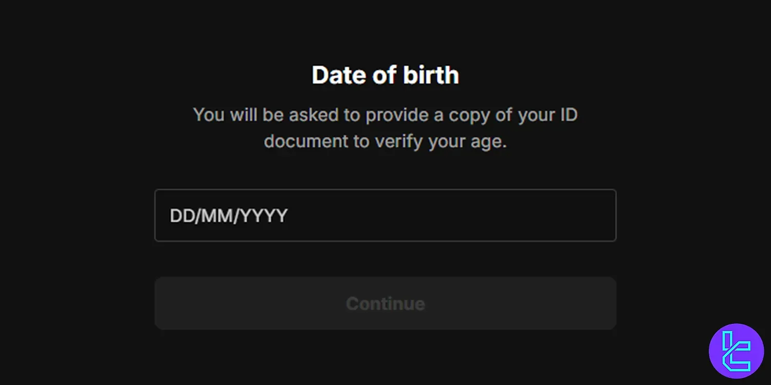 Enter date of birth in Capital.com registration form
