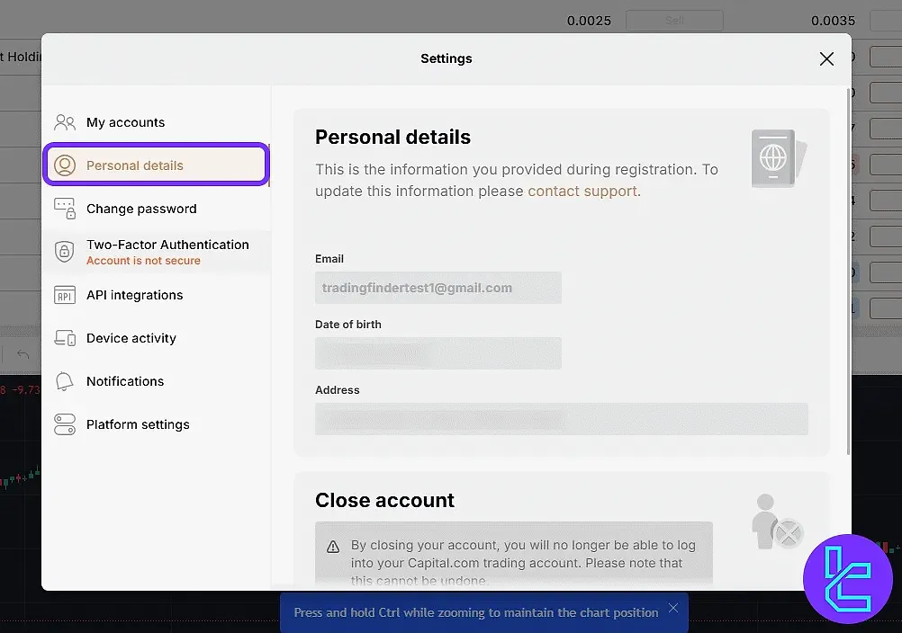 Update personal information in Capital.com account