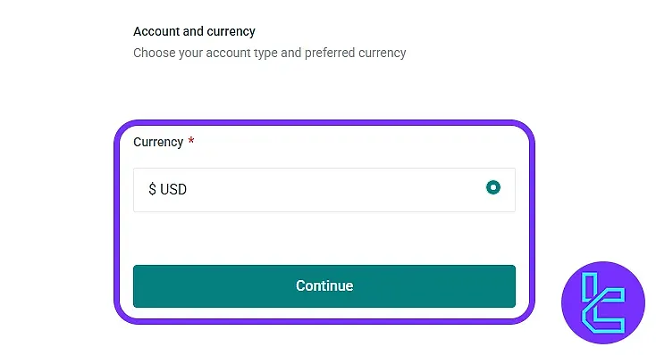 Evest account currency selection