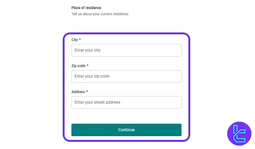 Evest broker address details form