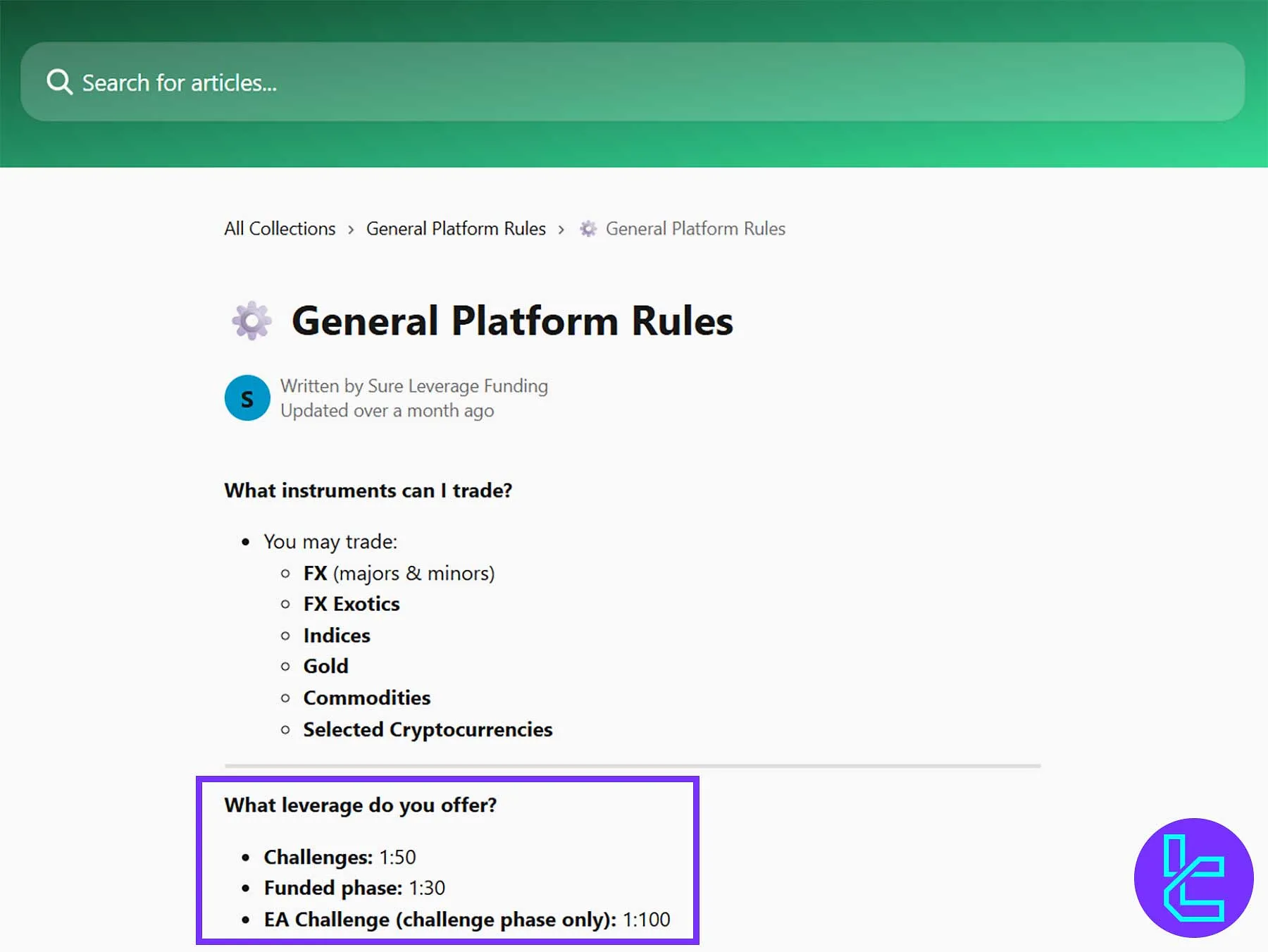 Sure Leverage Funding kaldıraç karşılaştırma grafiği