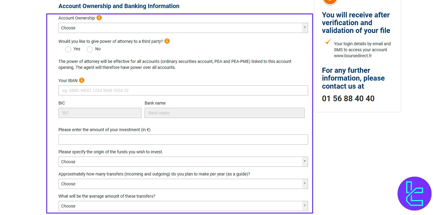 Banking info form