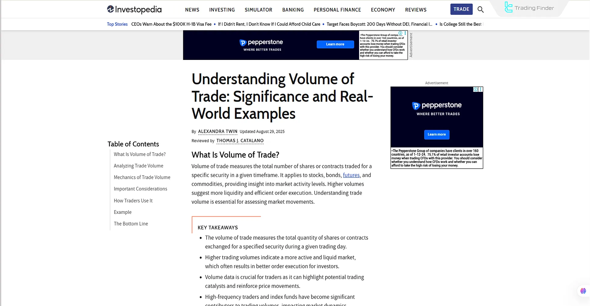 Article on understanding Trading Volume in trading