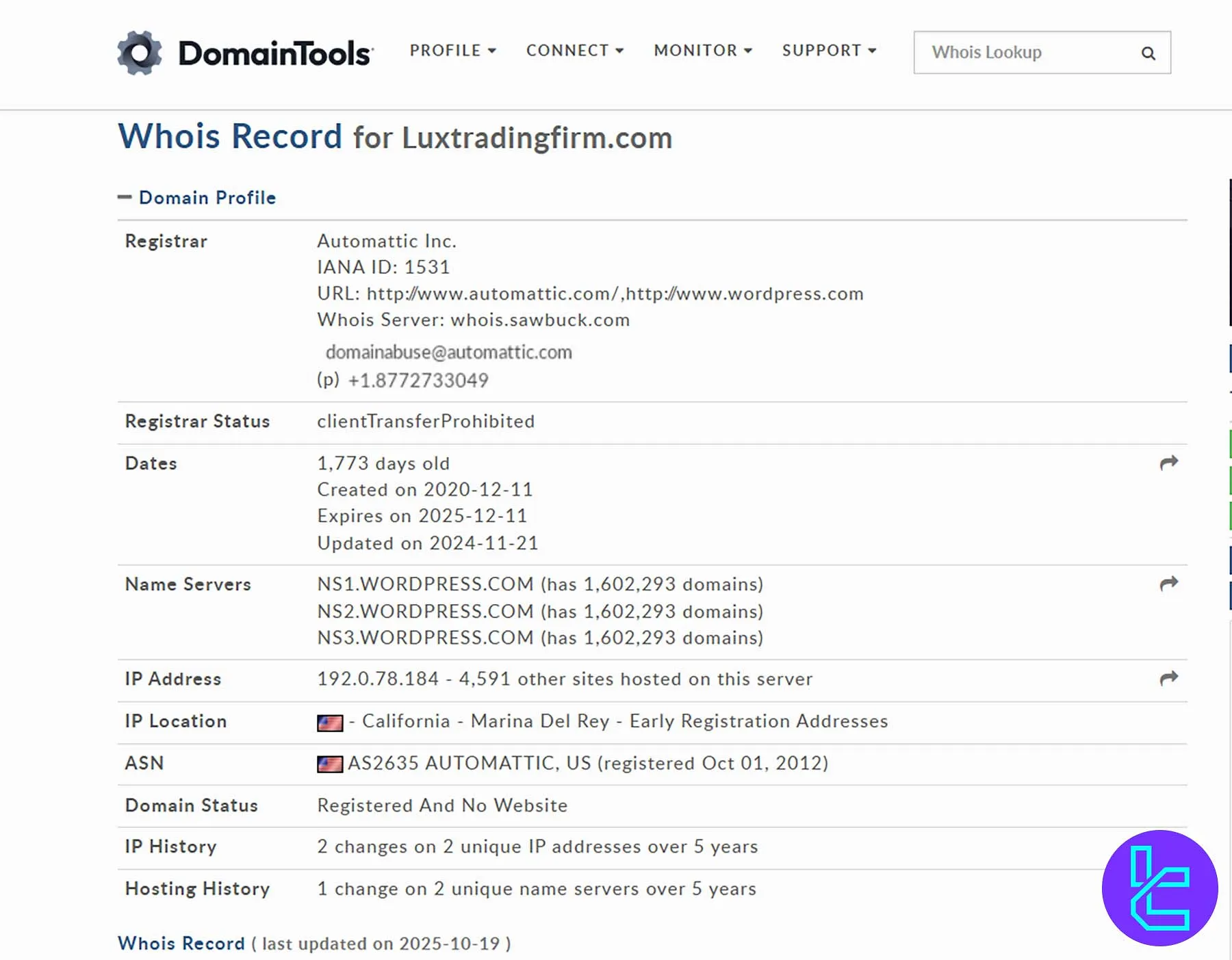 مشخصات فنی و امنیتی دامنه لوکس تریدینگ فرم