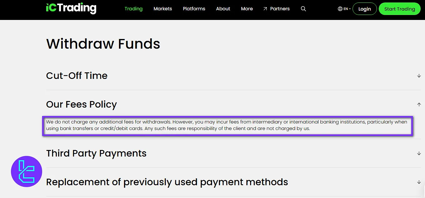 IC Trading withdrawal fees