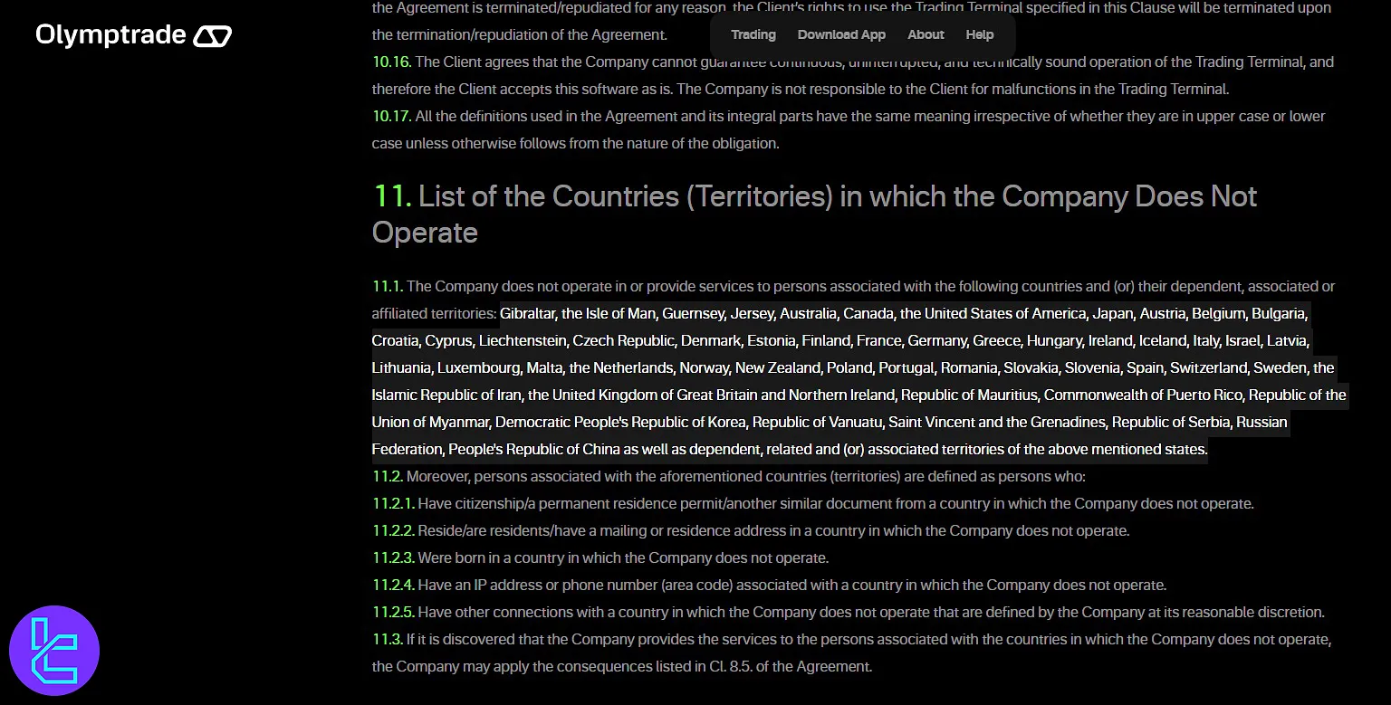 OlympTrade restricted countries