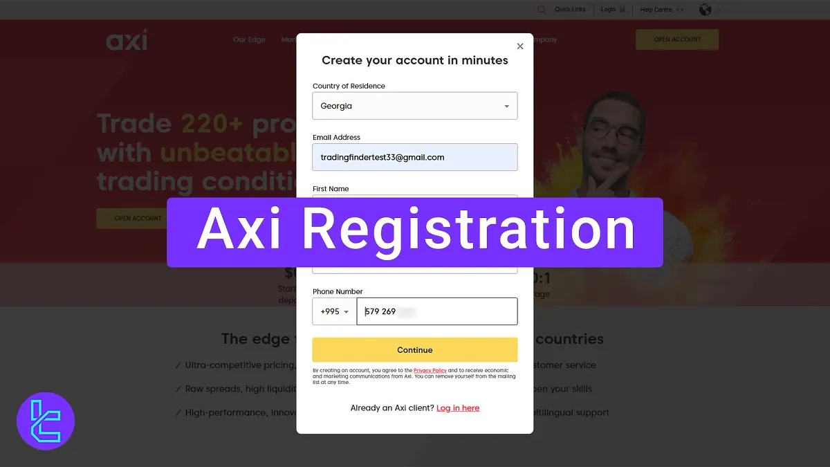 Axi Registration [International] - Signup with Mobile & Email [6 Steps] 2025