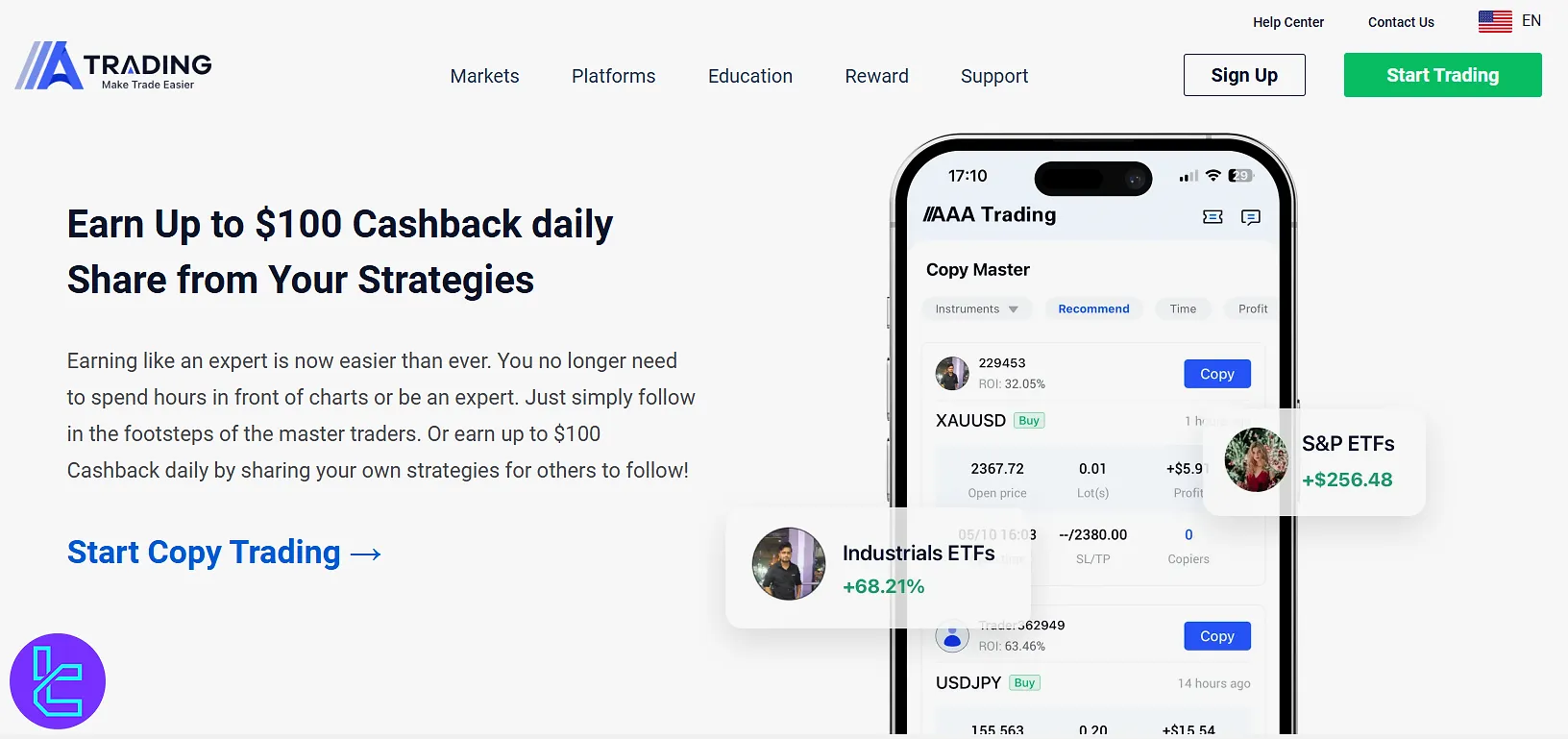 Copy trading feature AAATrading