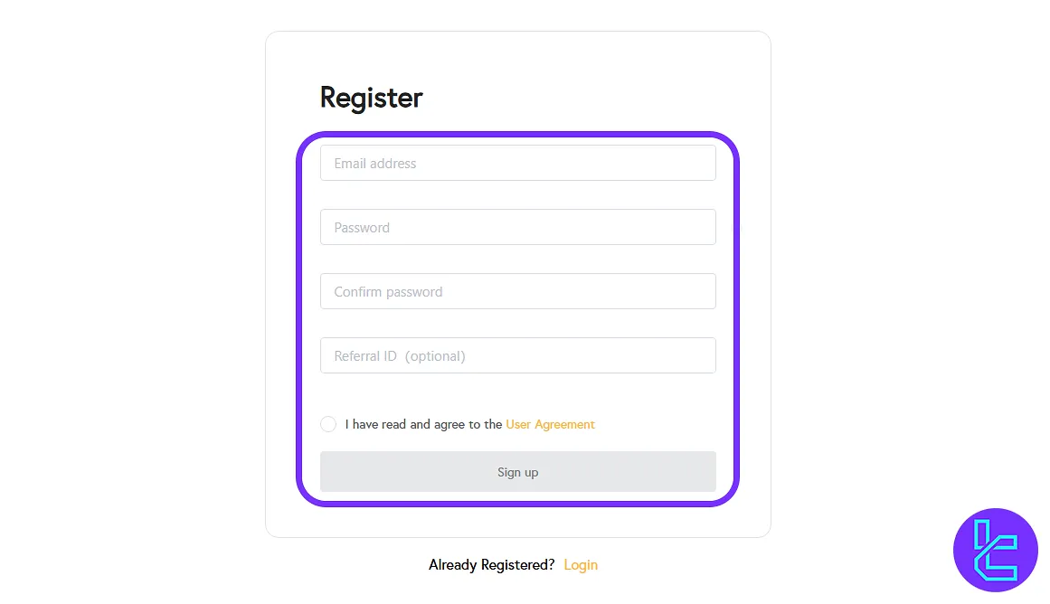 ABCC account setup form