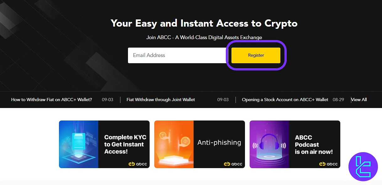 ABCC signup website