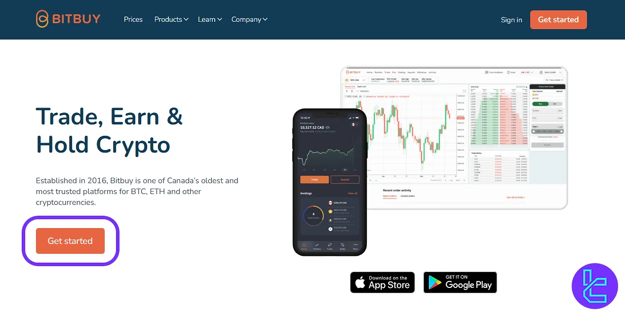 Bitbuy account setup page