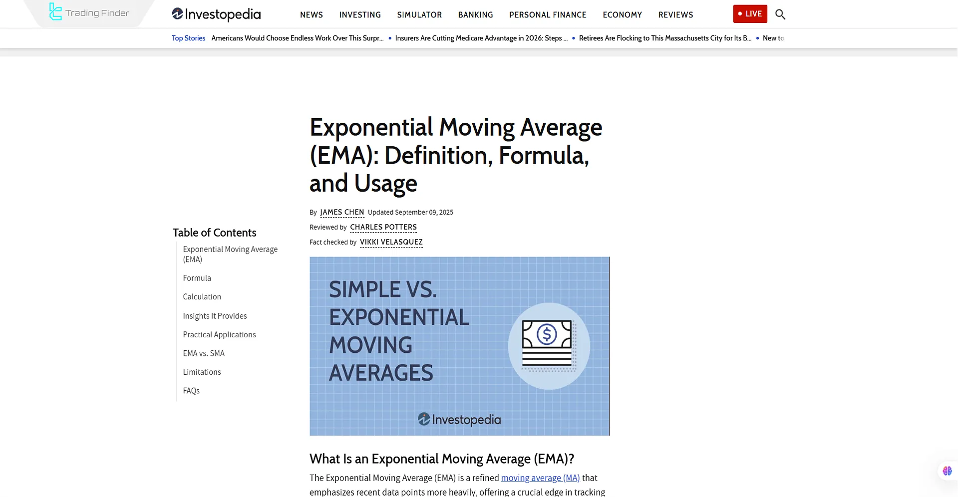 Exponential Moving Average Tutorial Article