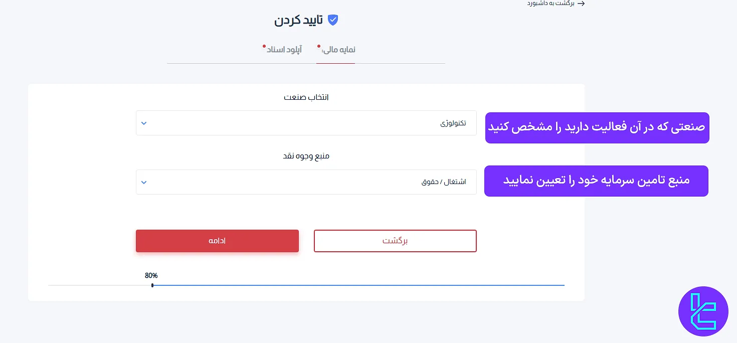 تعیین صنعت و منبع وجوه نقد در بروکر HYCM
