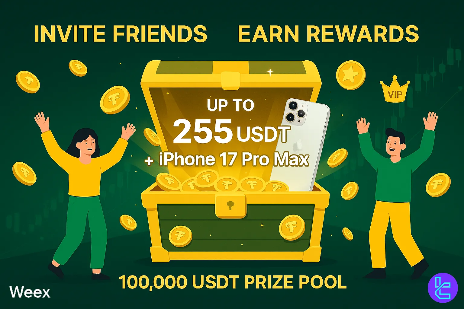 Weex referral program offering futures bonuses and VIP prizes