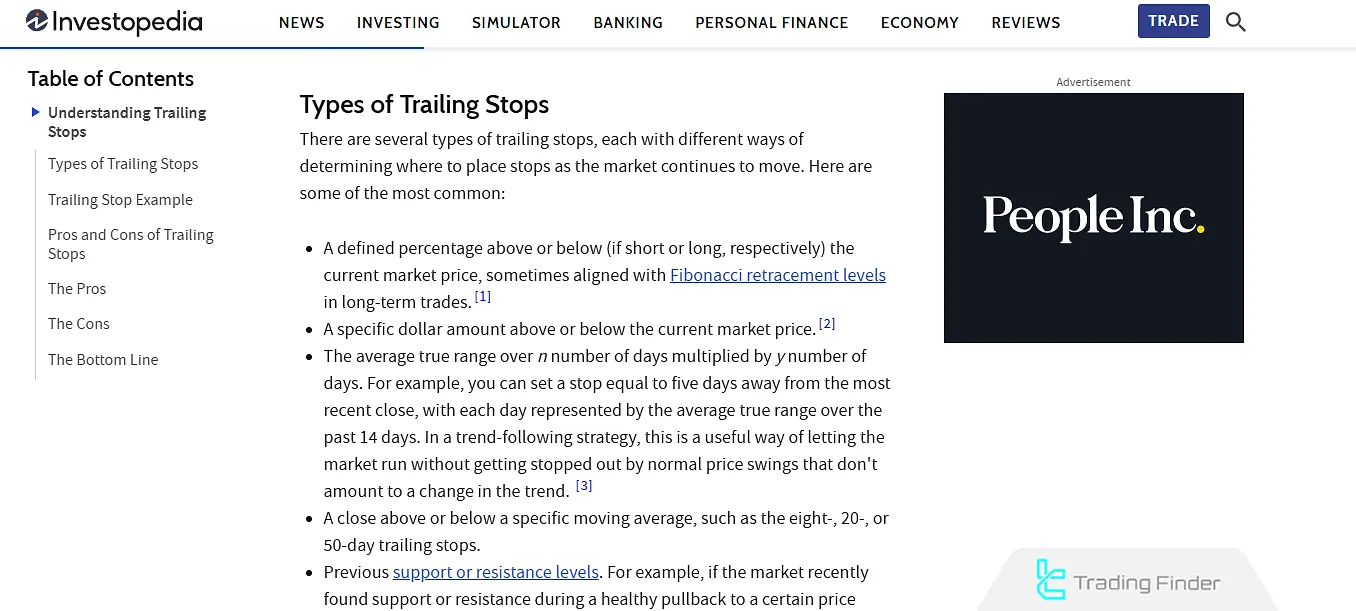 Types of trailing stops