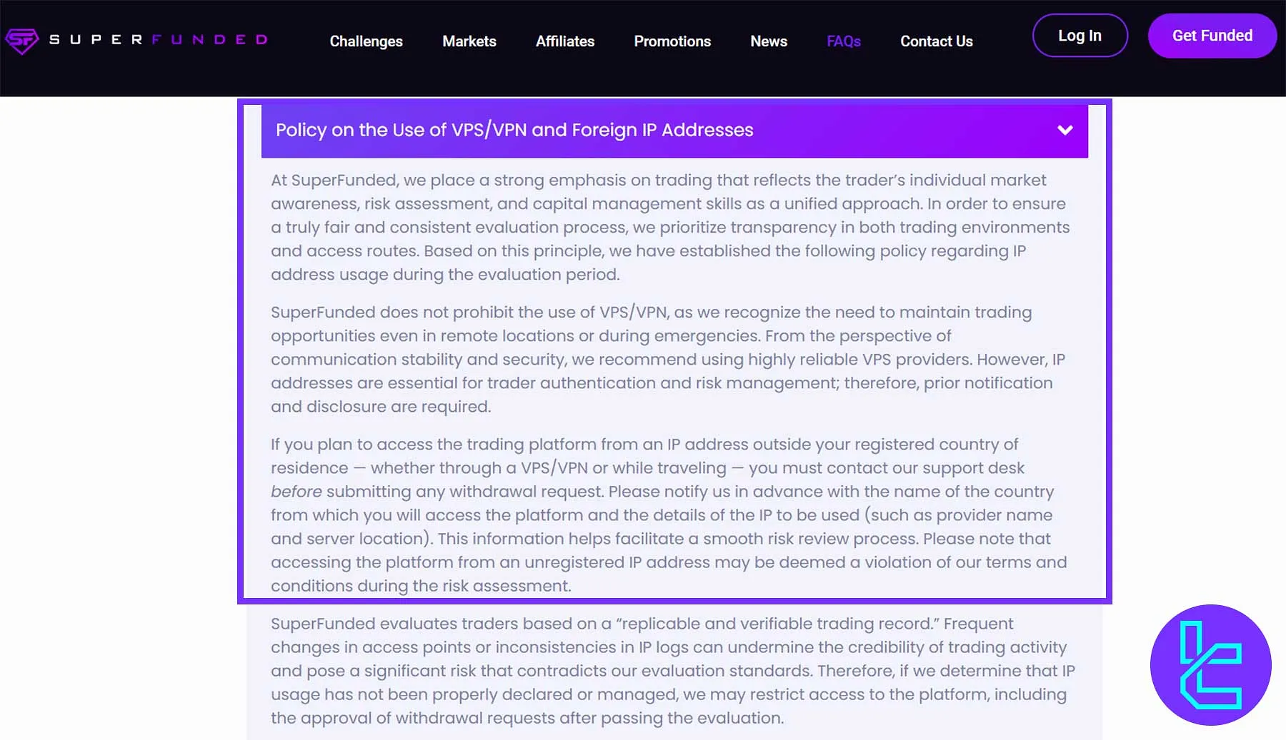 SuperFunded VPN Usage Policy