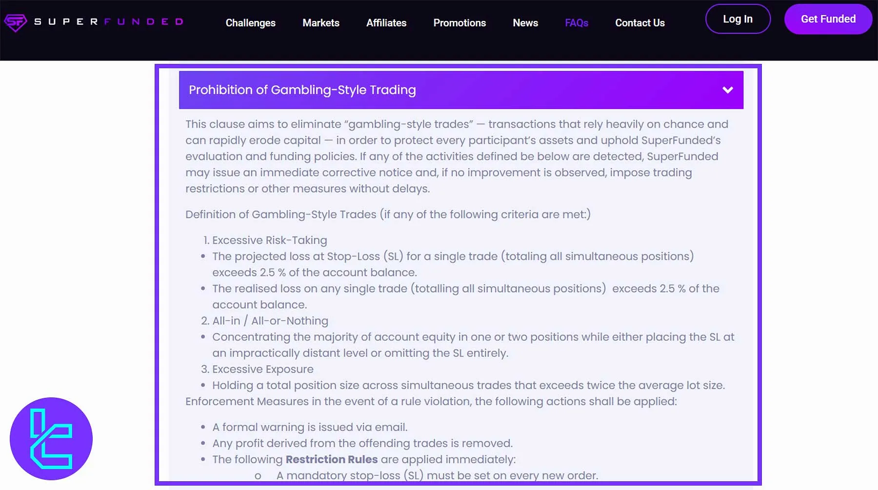Prohibited Strategies on SuperFunded