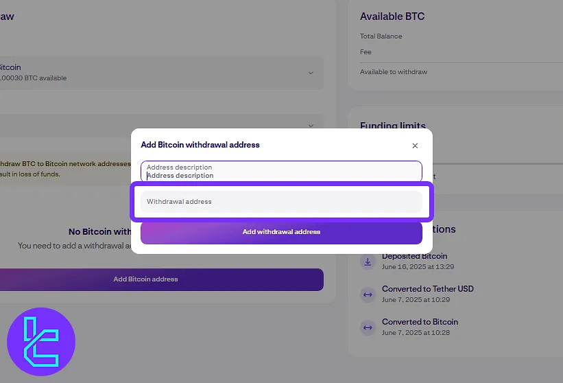 Kraken BTC withdrawal address