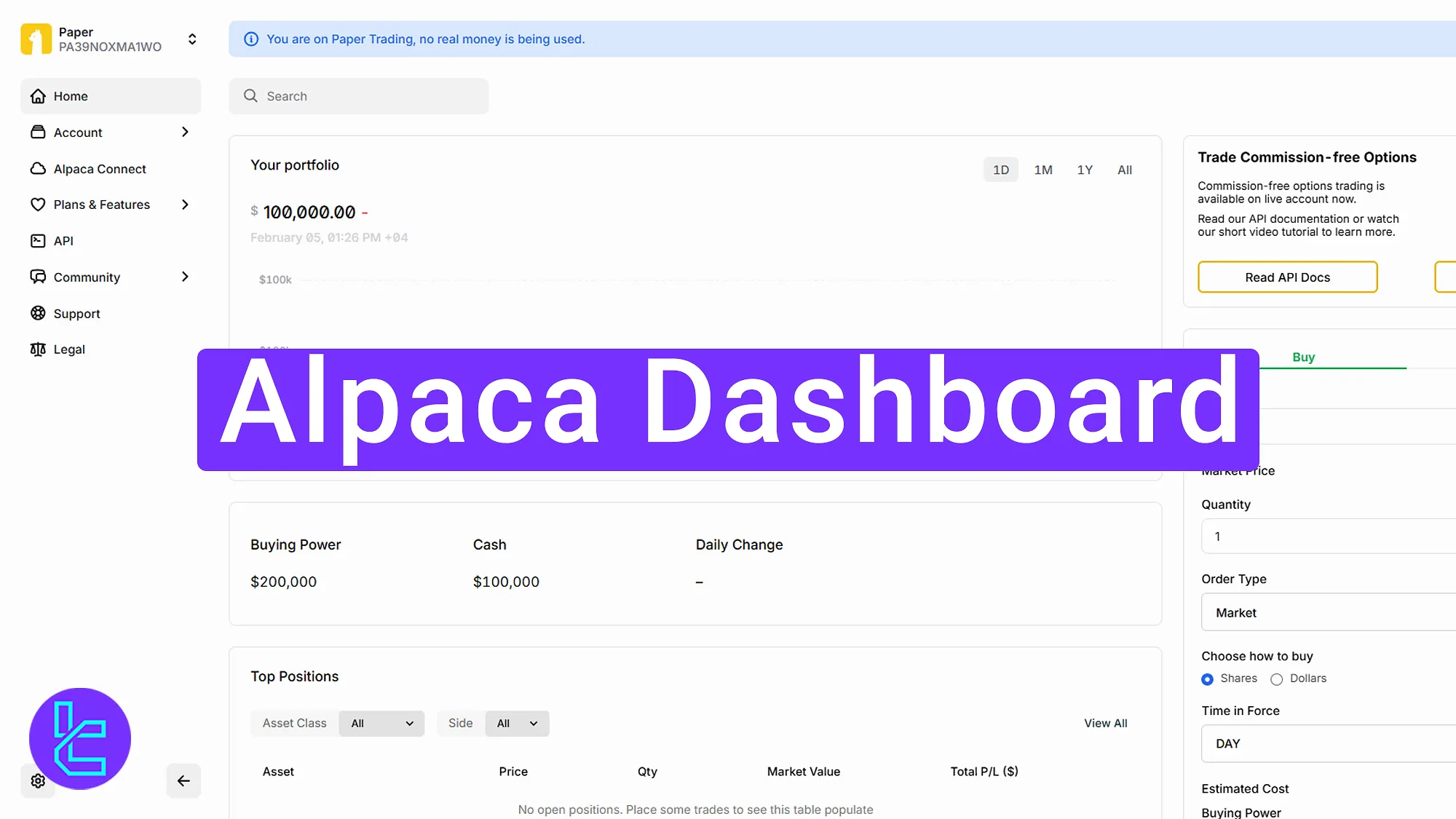 Alpaca dashboard