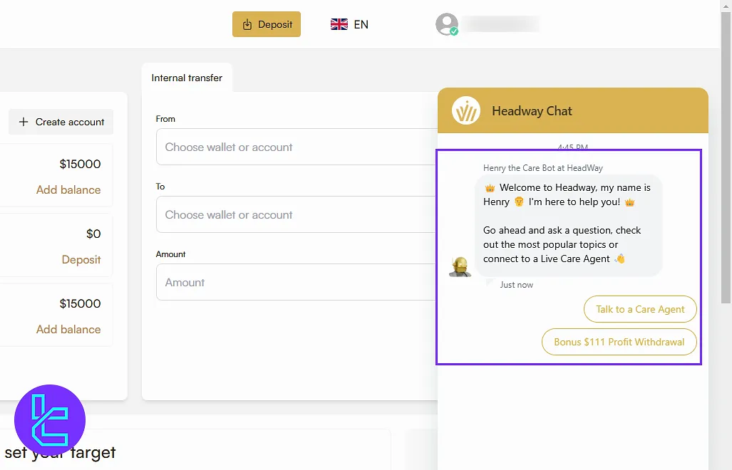 AI Support on the Headway user panel