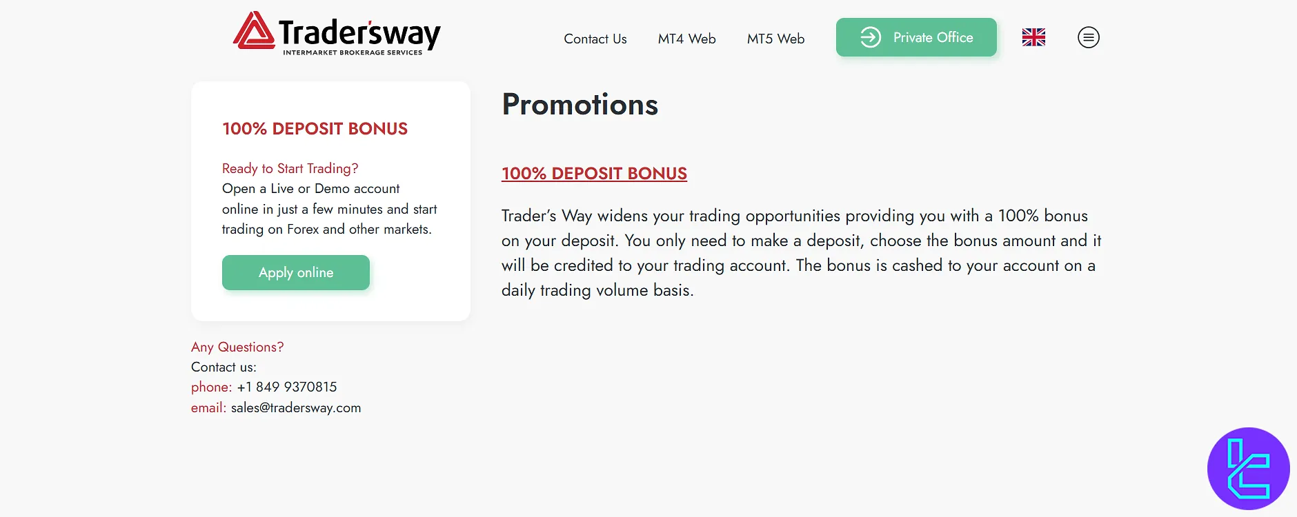 TradersWay bonus