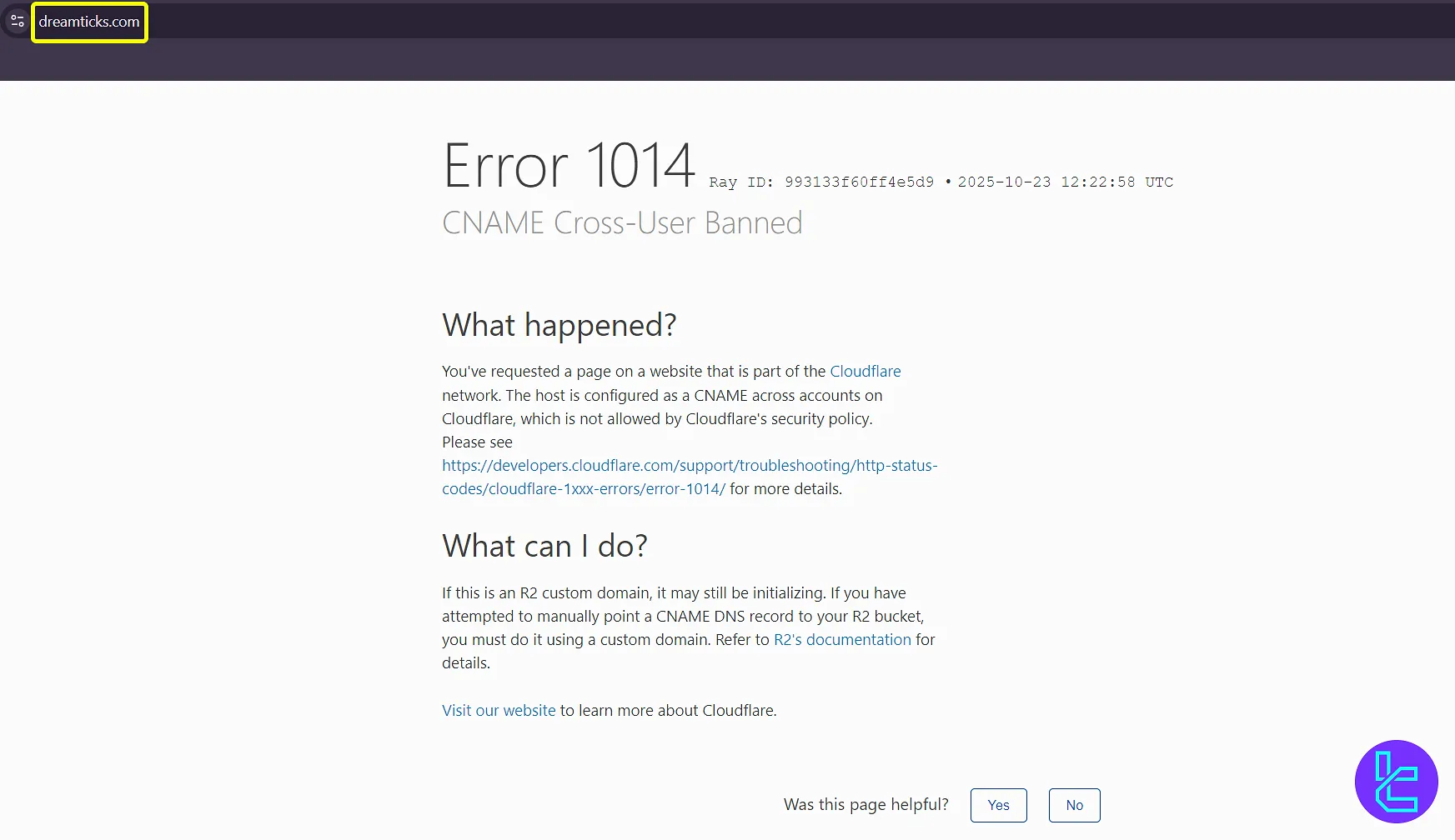 DreamTicks 1014 hatası