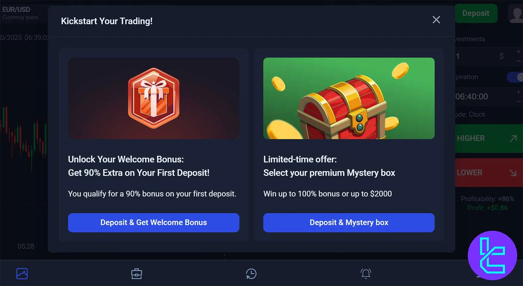 Binolla 90% Welcome Bonus