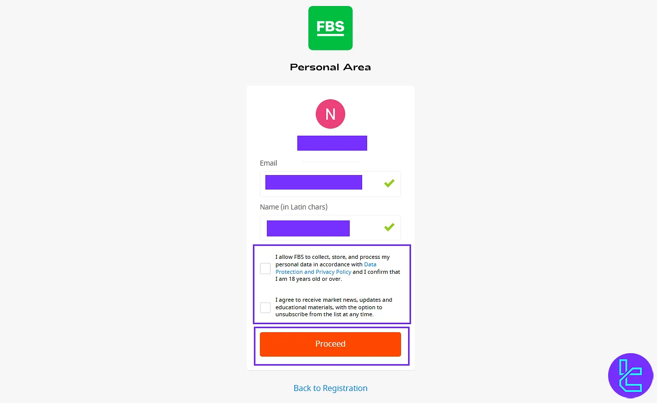 Highlighting user agreements for FBS EU account registration