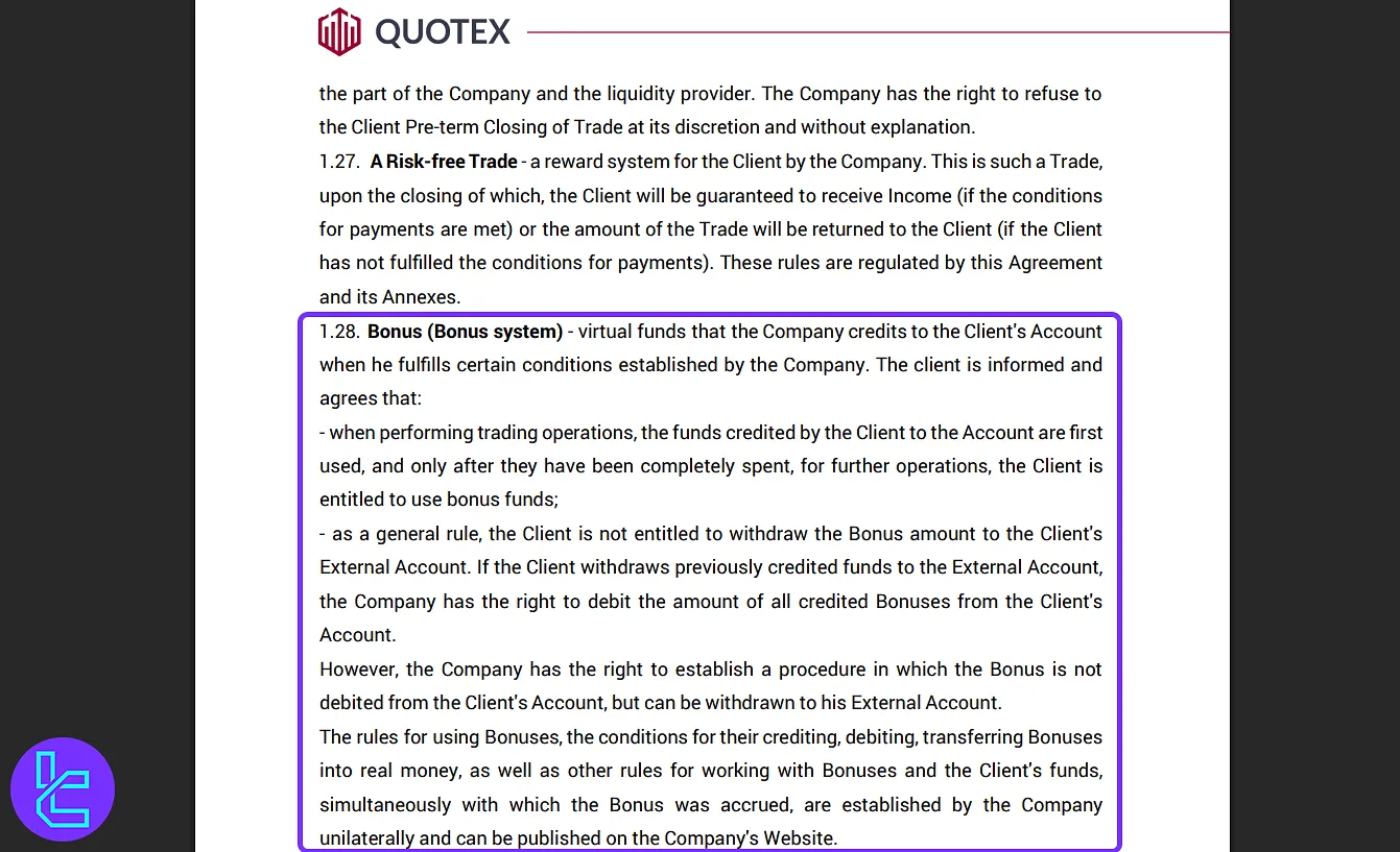 Quotex Bonus Conditions