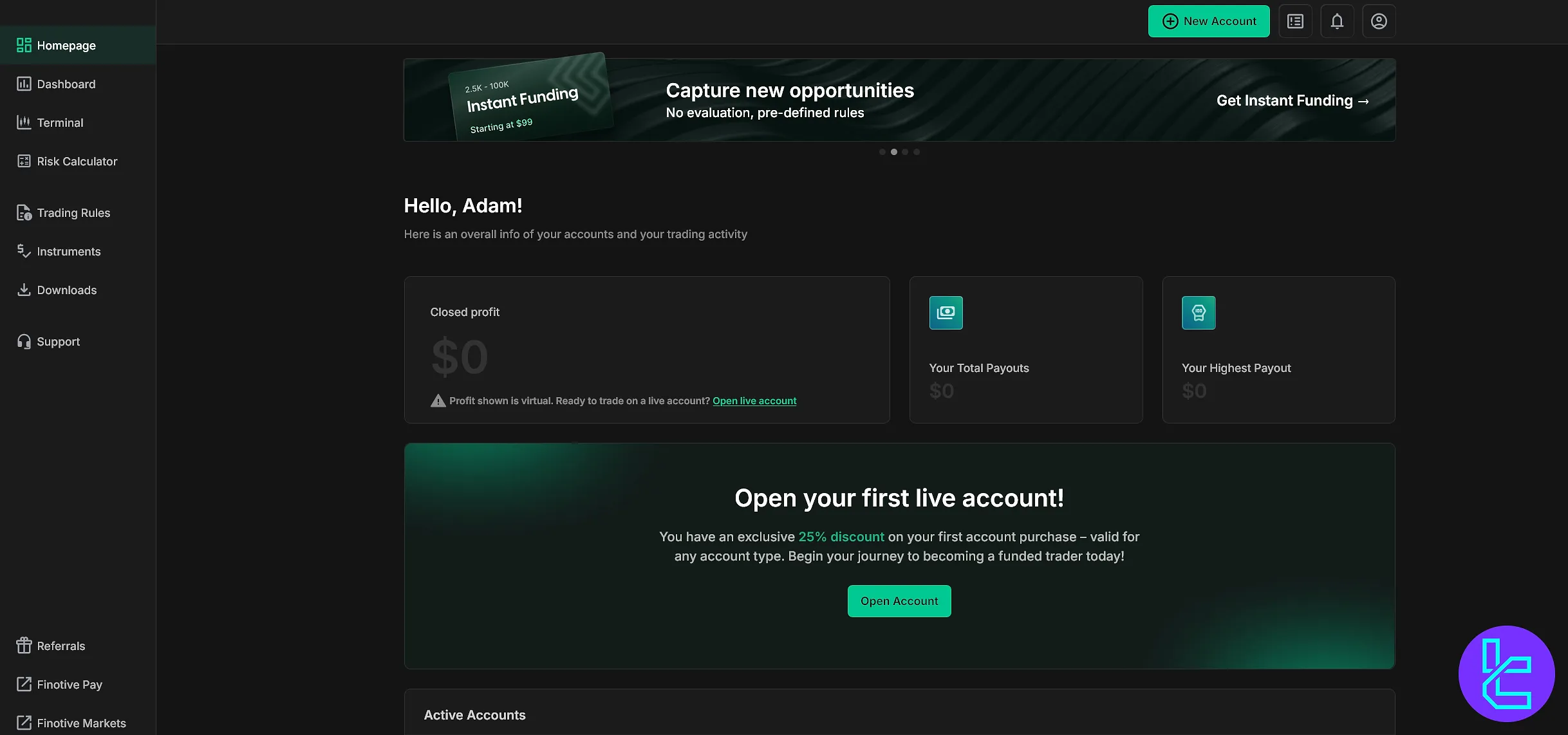 داشبورد فینوتیو فاندینگ