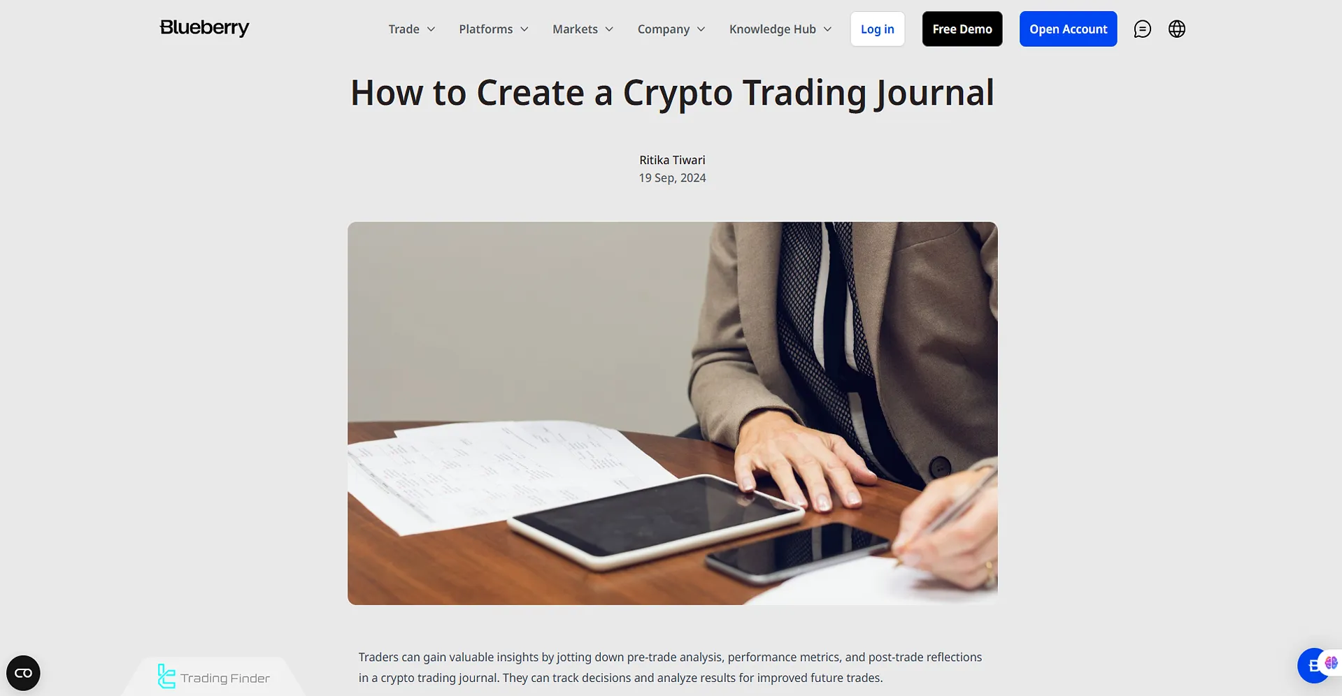 Educational article on building a crypto trading journal