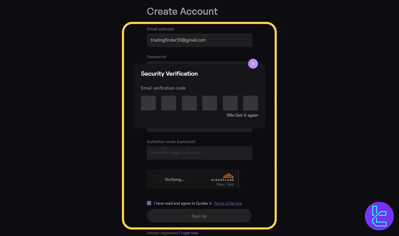 Email verification process for Quidax signup