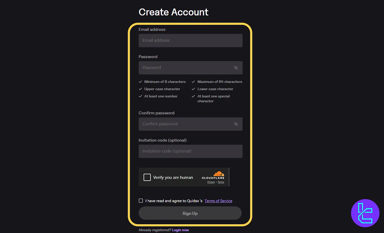 Set a secure password for Quidax signup
