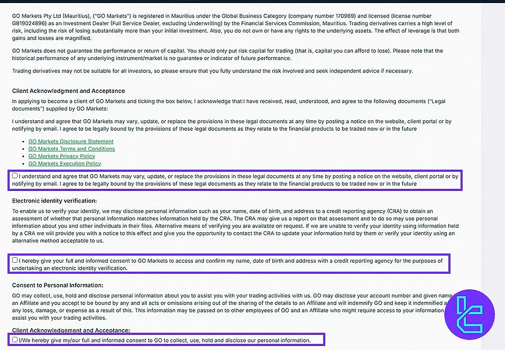 GO Markets Terms and Conditions Agreement