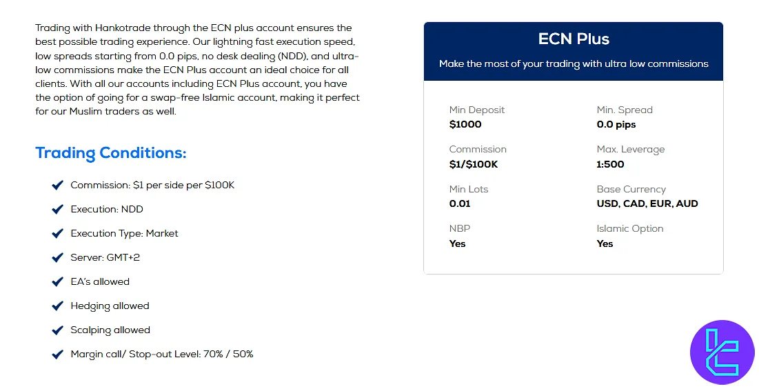 Hankotrade ECN Plus Account Overview