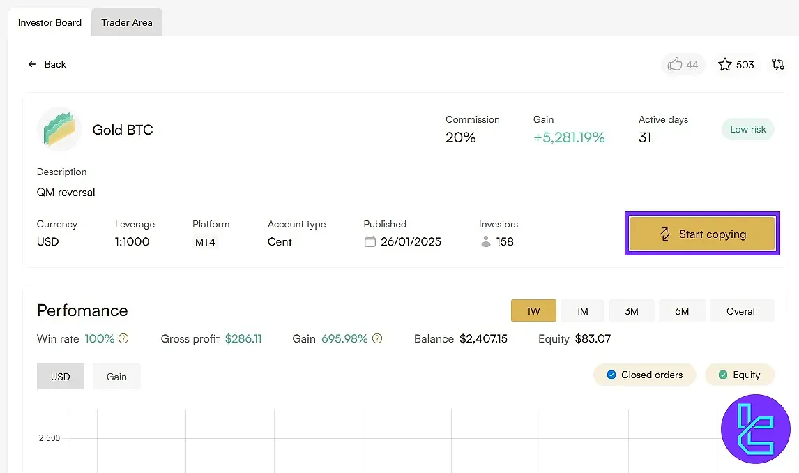 Headway reviewing metrics and Start Copying