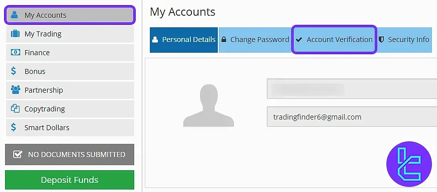 ForexMart account verification section