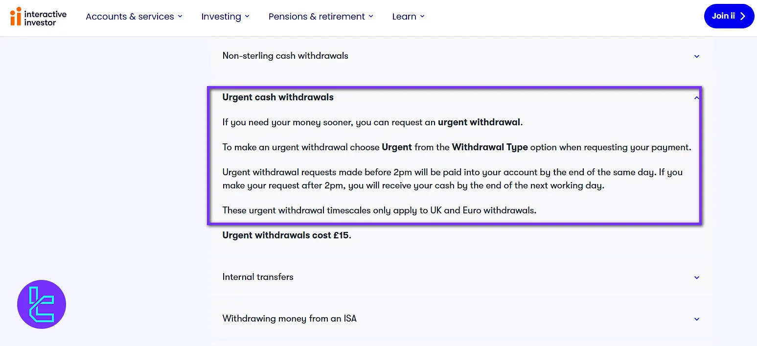 Urgent cash withdrawals in Interactive Investor