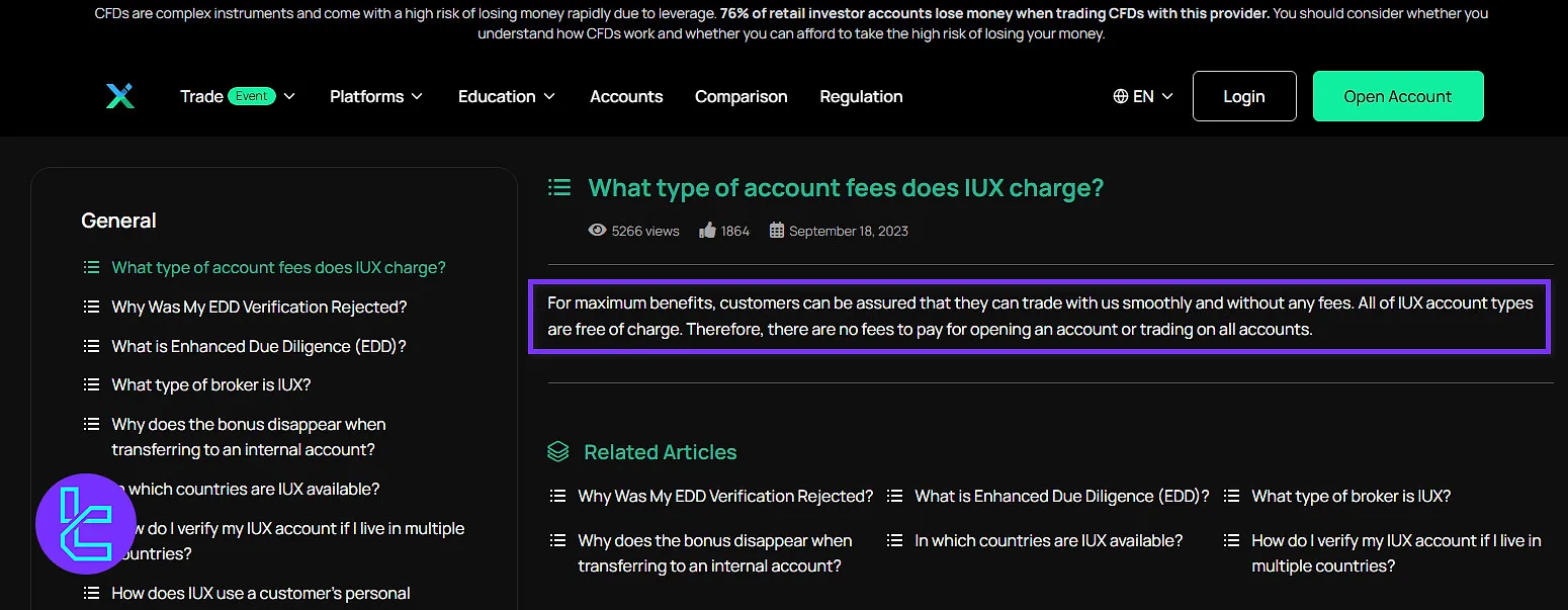 IUX non-trading fees