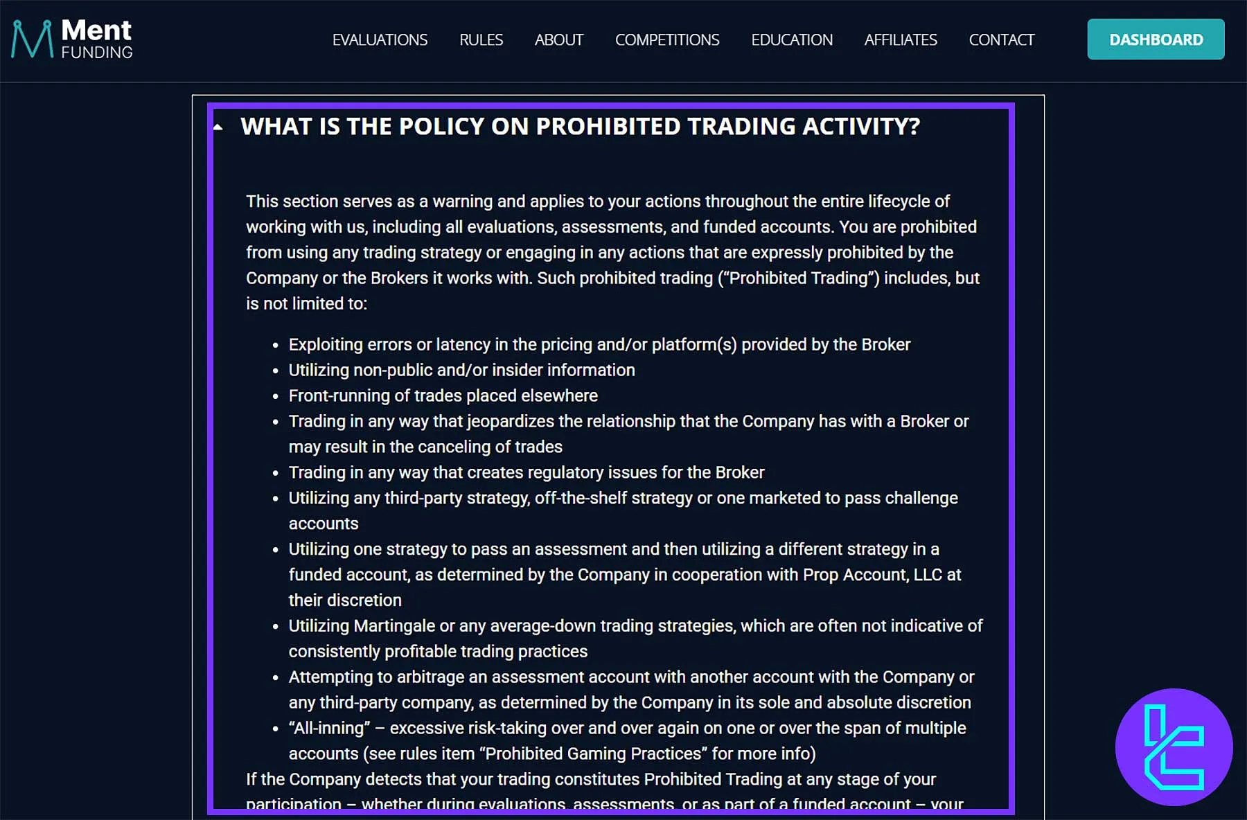 استراتژیهای ممنوعه در Ment Funding شامل مارتینگل، آربیتراژ و سوءاستفاده از خطاهای قیمتی