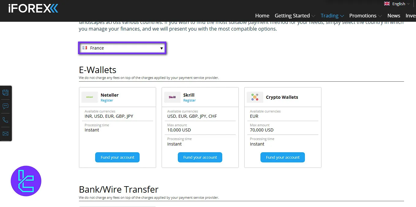 iFOREX deposit methods