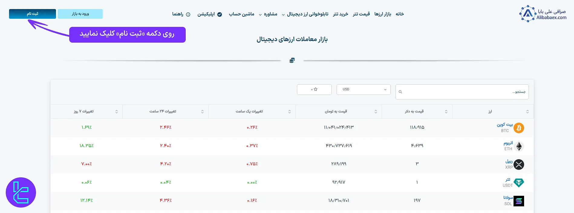 وب سایت صرافی علی بابا