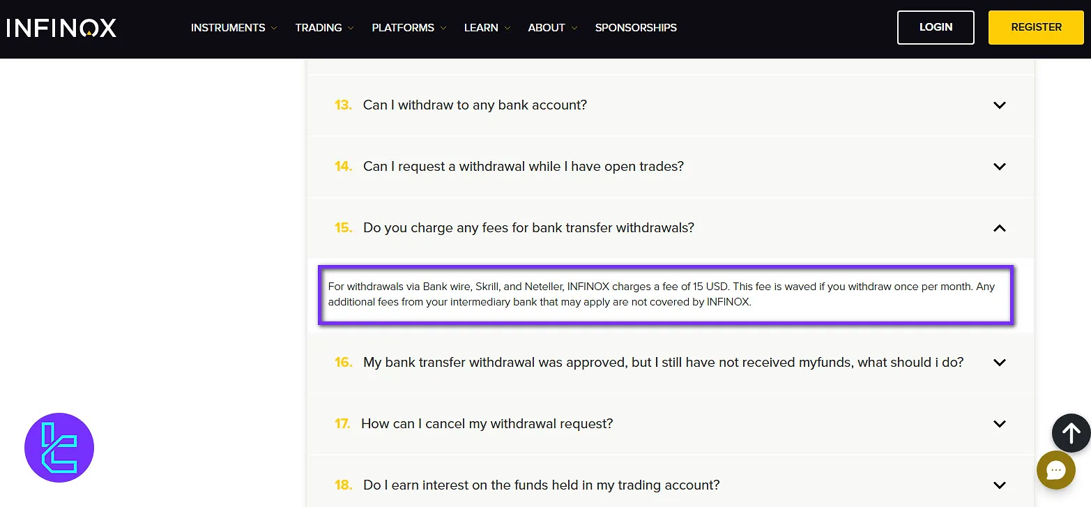 INFINOX Non-Trading Fees