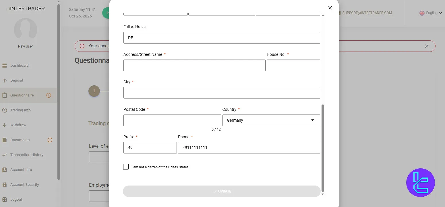 Intertrader identity details