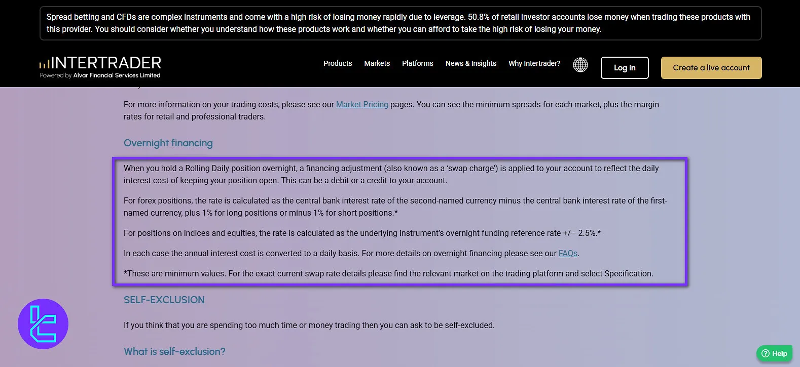 Intertrader swap fees