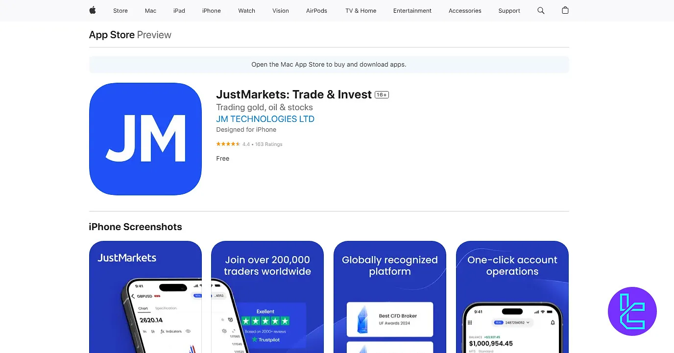 JustMarkets app