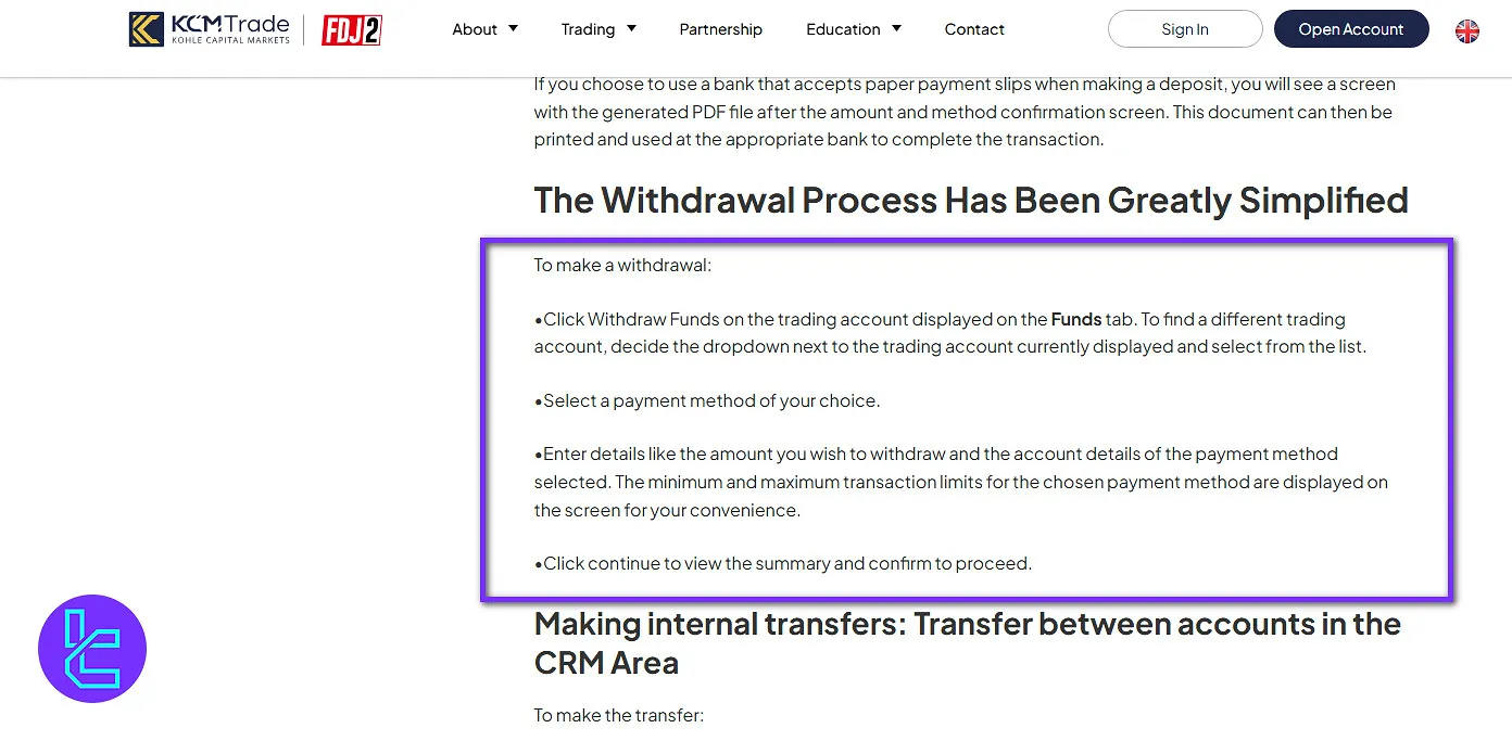 KCM Trade Withdrawal