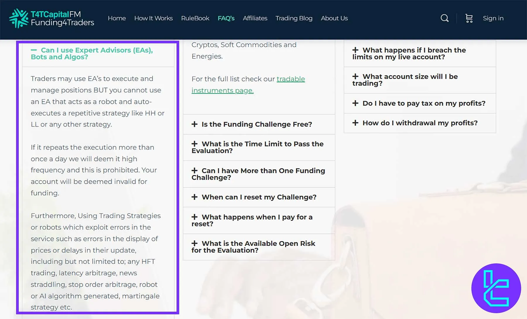 T4TCapital FM Policy on Expert Advisors